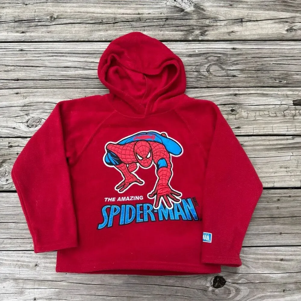 Vintage 2008 Marvel Spider-Man Kids Red Fleece Hoodie